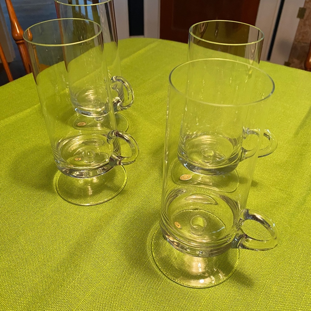 Vintage “Made in Romania” crystal Irish coffee glasses